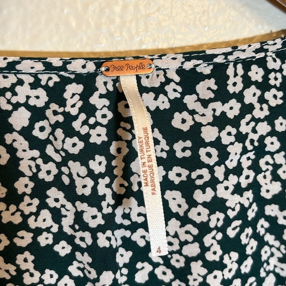 Free People Green White Floral Wrap Style Dress - Picture 7 of 13